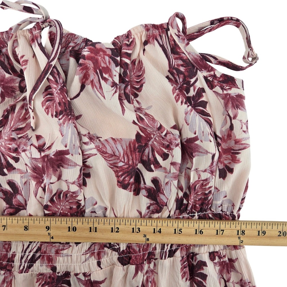 Banana‎ Republic Gauze Maxi Dress L Violet Floral Tiered Smocked Summer - Picture 6 of 9